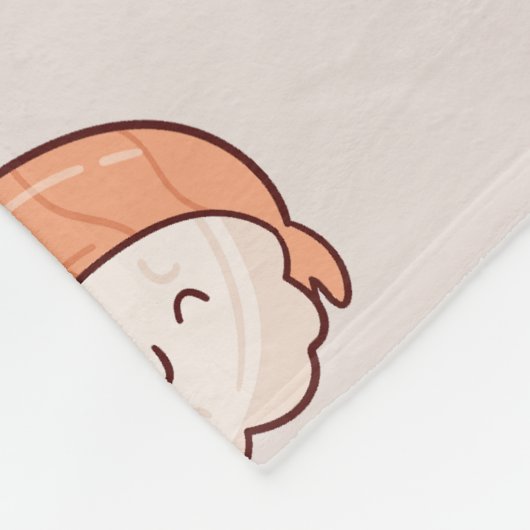 かわいい握り寿司シームレスの柄 フリースブランケット (角)