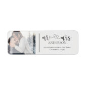 かわいい擬似ヴェラム ミスター＆ミセス ブラック＆ホワイト フォト ラベル (正面)