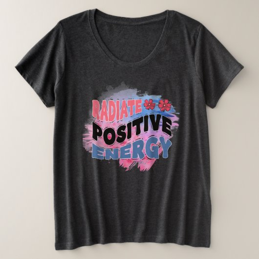 かわいい放射エネル前向きギー プラスサイズTシャツ (デザイン正面)