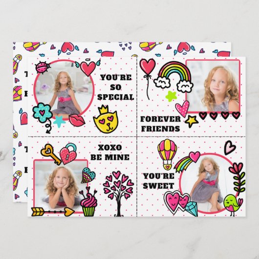 かわいい教室バレンタインデーカスタムのフォトカード シーズンカード (正面/裏面)
