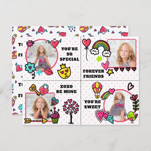 かわいい教室バレンタインデーカスタムのフォトカード シーズンポストカード (正面/裏面)