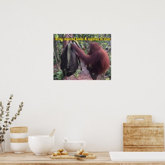 かわいい教室先生学生バックパック ポスター (キッチン)