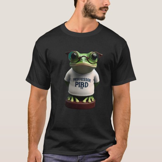 かわいい教授カエル 学術ジョークTシャツ Tシャツ (正面)