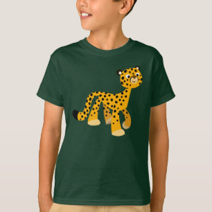 かわいい散歩マンガのチーターの子供たちTシャツ Tシャツ