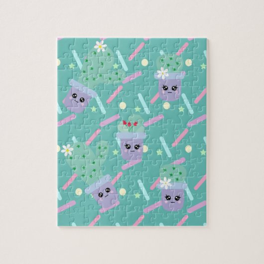 かわいい散水とサボテンのおもしろいキッズ ジグソーパズル (縦)