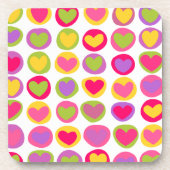 かわいい数々のおもしろい色のバレンタインデーハート コースター (正面)