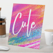 かわいい数々のグリッターカラー輝きガラス 台座サイン (インサイチュ)