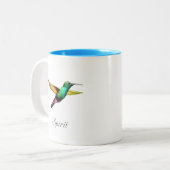 かわいい数々のハチドリと書道 ツートーンマグカップ (正面左)