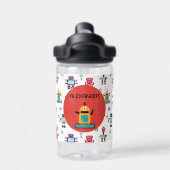 かわいい数々のロボット子供ロボット名前をカスタムする ウォーターボトル (背面)