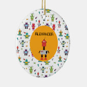 かわいい数々のロボット子供ロボット名前をカスタムする セラミックオーナメント (右)