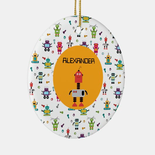 かわいい数々のロボット子供ロボット名前をカスタムする セラミックオーナメント (右)