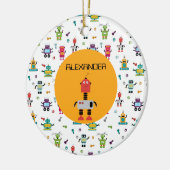 かわいい数々のロボット子供ロボット名前をカスタムする セラミックオーナメント (左)