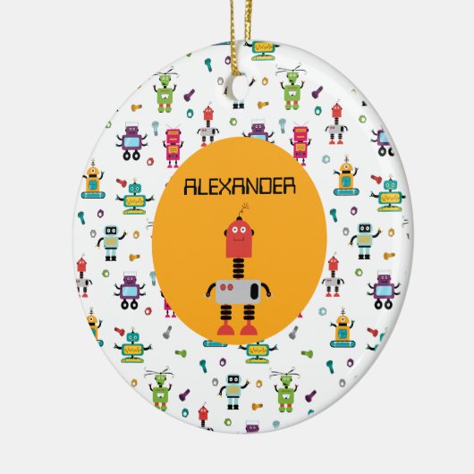かわいい数々のロボット子供ロボット名前をカスタムする セラミックオーナメント (左)