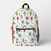 かわいい数々のロボット子供ロボット名前をカスタムする プリントバックパック (正面)