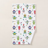 かわいい数々のロボット子供ロボット バスタオルセット (ハンドタオル)