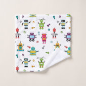 かわいい数々のロボット子供ロボット バスタオルセット (ウォッシュタオル)