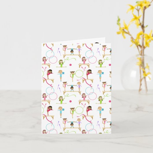 かわいい数々の体操の子供たち カード (黄色い花)