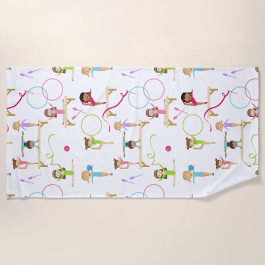 かわいい数々の体操の子供たち ビーチタオル (正面)
