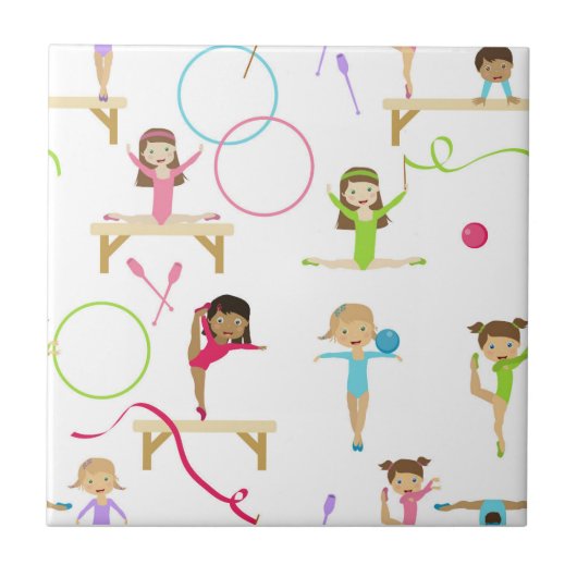 かわいい数々の体操キッズシームレスパターン タイル (正面)