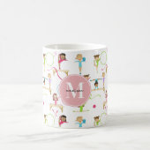 かわいい数々の体操キッズパターンモノグラム コーヒーマグカップ (中央)