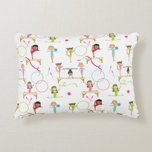 かわいい数々の体操キッズパターン アクセントクッション (正面)