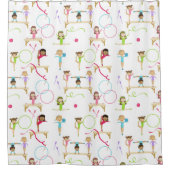 かわいい数々の体操キッズパターン シャワーカーテン (正面)