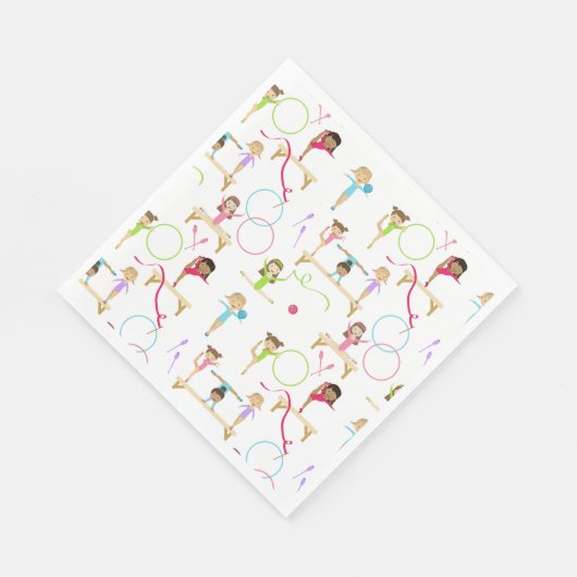 かわいい数々の体操キッズパターン スタンダードランチョンナプキン (角)