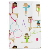 かわいい数々の体操キッズパターン ミディアムペーパーバッグ (裏面)