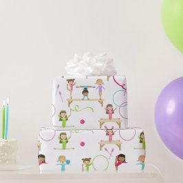 かわいい数々の体操キッズパターン ラッピングペーパー