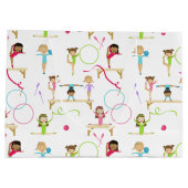 かわいい数々の体操キッズパターン ラージペーパーバッグ (裏面)