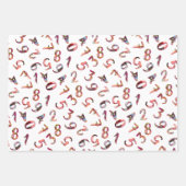 かわいい数字パターンピンクパープルホワイト数学 ラッピングペーパーシート (正面)