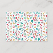 かわいい数字パターン – 代替先生/家庭教師 名刺 (裏面)