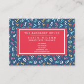 かわいい数字パターン – 代替先生/家庭教師 名刺 (正面)