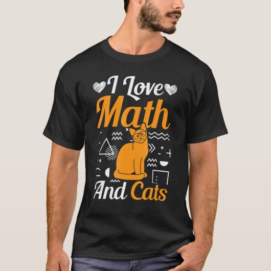 かわいい数学と猫のグラフィック 数学好きな猫好きさんへ Tシャツ (正面)