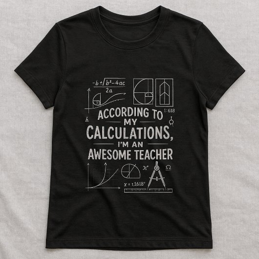 かわいい数学の公式Tシャツ、面白いすばらしい先生 Tシャツ