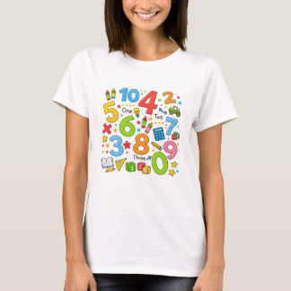 かわいい数学の数字のパターンの漫画Tシャツ子供用UK Tシャツ