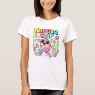 かわいい数学の数字の猫のナンバーデイTシャツ KidsUK!! Tシャツ