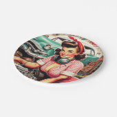 かわいい整備士のピンアップ ペーパープレート (アングル)