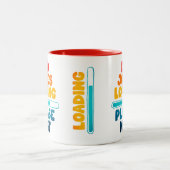 かわいい文字デザインパパジョーク読み込み待って ツートーンマグカップ (中央)