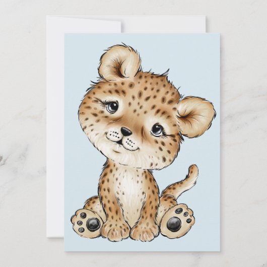 かわいい文字赤ちゃんシャワー赤ちゃん動物ゲームブルー 招待状 (裏面)