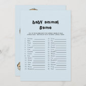 かわいい文字赤ちゃんシャワー赤ちゃん動物ゲームブルー 招待状 (正面/裏面)