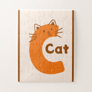 かわいい文字"C"の猫のアルファベットアートプリント ジグソーパズル