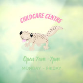 かわいい斑点のタン色のゲッコーのイラスト ウィンドウサイン (シート3)