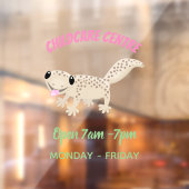 かわいい斑点のタン色のゲッコーのイラスト ウィンドウサイン (シート2)