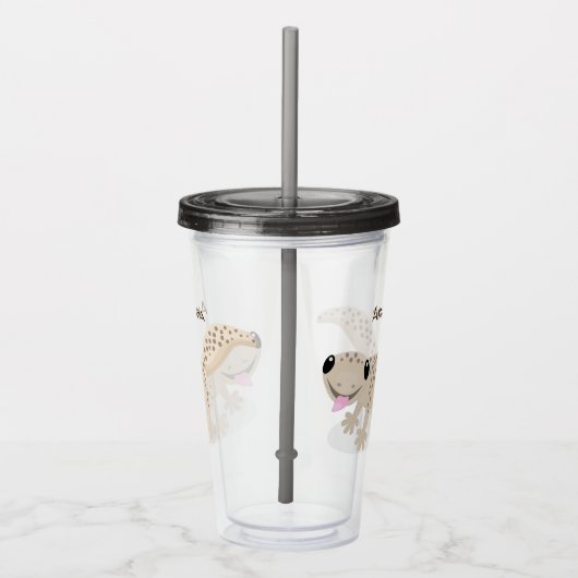 かわいい斑点タンgecko漫画イラストレーション アクリルタンブラー (右)