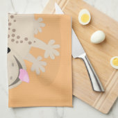 かわいい斑点タンgecko漫画イラストレーション キッチンタオル (四つ折り)