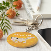 かわいい斑点タンgecko漫画イラストレーション キーホルダー (側面)