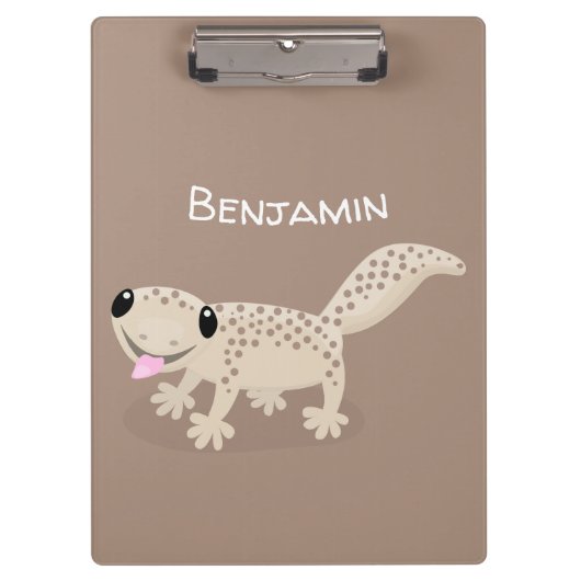 かわいい斑点タンgecko漫画イラストレーション クリップボード (正面)