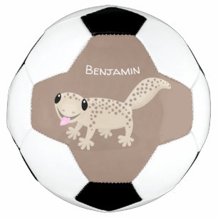 かわいい斑点タンgecko漫画イラストレーション サッカーボール