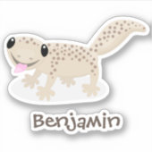 かわいい斑点タンgecko漫画イラストレーション シール (正面)